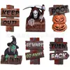 Letrero de Madera de Halloween de Amazon con Lema para Césped Exterior, Señal de Espantapájaros Zombie, Decoración para Fiesta en el Jardín