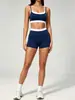 Conjunto de yoga duas peças transfronteiriço para mulheres, estilo novo com cores contrastantes, toque de alta qualidade, alças duplas nos ombros, conjunto esportivo casual para atividades ao ar livre e fitness