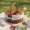 Cesta de piquenique de vime cesta tecida à mão cesta de rattan cesta de lembrança bolsa de presente cesta de vegetais armazenamento cesta de ovos tecida em rattan