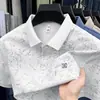 Camiseta de manga corta para hombre en transmisión en vivo, camisa tipo polo de algodón transpirable impresa, estilo business casual para hombres jóvenes y de mediana edad