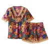 Ropa de casa de seda helada Fuxi Jiada para mujer, conjunto de dos piezas, fresco y cómodo para el verano, pijama de corte holgado, se puede usar fuera