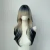 Nova peruca de rede de rosa transfronteiriça da Amazon com cor degradê, cabelo longo cacheado de seda fosca, cobertura total da cabeça, disponível em estoque de uma fábrica poderosa