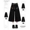 Jeans Crop Negros Bordados Retro Americanos de Doble Uso para Mujer, Diseño de Verano, Pantalones Anchos Rectos Sueltos Tipo Cimitarra