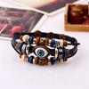 Explosiones Transfronterizas de AliExpress Joyería Ojos de Cuentas Europeos y Americanos Pulsera de Cuero de Vaca Ajustable Joyería de Pulsera de Cuero Genuino para Hombres y Mujeres