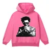 Moletom com capuz The Weeknd estilo retro americano minimalista cor sólida felpudo trava-temperatura peso pesado lavado para homens