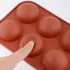 Molde de Silicona para Pastel Mousse Herramienta para Hornear 6 Piezas Molde Pequeño para Pastel de Semicírculo Bandeja de Hielo de Silicona Molde para Cocer al Vapor Pastel de Arroz