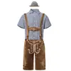Ropa Oktoberfest Alemana para Hombres Adultos Europeos y Americanos Camisa a Cuadros Overol Sombrero de Vaquero Traje Ropa para Hombres