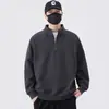 Sudadera con Media Cremallera y Cuello Alto para Hombre Mangas Raglán para Primavera y Otoño Tops de Terciopelo Sueltos de Manga Larga Chaquetas para Hombre de Moda