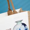 Bolsa de mano de lino con costuras de imitación de lino, bolsa de compras de lino publicitaria, película inferior lateral al por mayor de fábrica