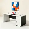 Mesa de escritório moderna e simples, conjunto de mesa e cadeira para uma pessoa para funcionários do escritório, mesa de gerente, pequena estação de trabalho para funcionários