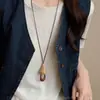 Verano Relajante~Collar con Colgante de Flor Tejida Estilo Étnico Bohemio para Mujer, Accesorio Largo Estilo Vacaciones Vintage