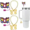 (2+2) Cubierta de Popote de Flor para Accesorios de Taza Stanley 10 mm Silicona Reutilizable