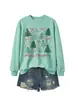 Amazon Wish Estación Independiente Moda Casual para Mujer Sudadera con Capucha Árbol de Navidad Alegre con Lazo
