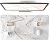 Tapete de mesa floral estilo francês oversized com fundo preto e branco e padrão floral, tapete de borracha antiderrapante, comprimento estendido para teclado e mouse de computador