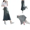 Falda Vaquera Retro para Mujer, Nuevo Estilo Primavera y Verano, Tiro Alto, Adelgazante, Deshilachada, Falda Midi Cola de Pescado, Tendencia de Otoño