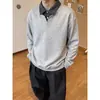Item quente em estoque: novo modelo de outono de 2026, algodão chinês de 380g, moletom casual masculino de manga comprida com gola e design patchwork