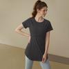 Novedad Estilo Deportivo Manga Corta para Mujer, Adelgazantes y de Gama Alta, Tops de Yoga, Camisetas de Fitness de Longitud Media que Cubren los Glúteos para Correr