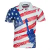 Nova Moda Casual Masculina de Verão Camisa Polo com Estampa 3D Gola Casual Manga Curta