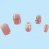 Parches de Uñas Postizas Ojo de Gato de Cristal Rosa Nude, Parches de Manicura Blanqueadores con Moño, 24 Piezas, Estilo Corto Estéreo Usable