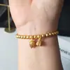 Pulsera Flor de Loto de Dos Vidas Sha Jin para Mujer Pulsera Simple de Loto con Perlas Doradas Mismo Origen que la Tienda de Oro Libro Rojo Joyería de Mano