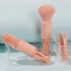 Brocha de maquillaje retráctil con funda, brocha de maquillaje portátil cuatro en uno, brocha para rubor, brocha para sombra de ojos, mini brocha de maquillaje multifuncional