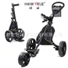 Suministro Directo de Fábrica Carrito de Golf con Tres Ruedas, Carrito Plegable Ligero de Aluminio para Bolsa de Golf con Portabotellas, Bolsa de Hielo y Bolsillo de Red