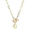 Europa y Estados Unidos cadena de clip de hebilla Ot transfronteriza collar con colgante de 26 letras inglesas cadena de clavícula femenina de acero inoxidable oro de 18K