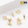 Anillo con microincrustaciones bañado en oro de 14 quilates con cuentas colgantes, envuelto en oro que preserva el color, hecho a mano, material de joyería para pulseras y espaciadores.
