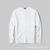 2025 Primavera Hombre Algodón Puro Lavado Cuello Henley Manga Larga Hombre Cuello Redondo Color Sólido Capa Base Camiseta