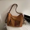 Bolso Cruzado Grande de Gran Capacidad para Mujer Moda Versátil Casual Bolso Cubo de Hombro Bolso Tote para Estudiante Viajero