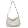 Bolsa de Lona INS Japonesa para Mujer de Gran Capacidad con Múltiples Compartimentos Bolso Cruzado Versátil Bolso de Hombro Casual Mochila Multicapa para el Trabajo