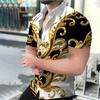 2022 Camisa Casual Masculina de manga curta Camisa Lapel Button Camisa Estampada Camisa Masculina