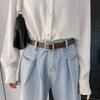 Cinturón negro pequeño para mujer, estilo ins, cinturón para jeans, cinturón fino para pantalones, cinturón decorativo vintage para mujer, marrón a la moda para mujer.
