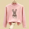 Camiseta Interior Térmica Suave de Media Altura para Niños de Primavera y Otoño, Top de Manga Larga Estampado para Niñas de Otoño e Invierno, Top Cálido de Moda