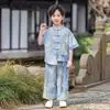 Hanfu para Meninos e Meninas, Novo Conjunto de Traje Nacional Estilo Chinês, Traje Antigo Infantil para Recitação e Performance em Coro, Estilo Antigo de Verão para Bebês