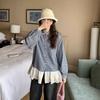 Camisa de Franela a Cuadros Estilo Coreano 2026 Nueva Dulce con Adorno de Encaje en Capas Cuello de Muñeca para Mujer Top de Moda