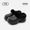 Aumenta la altura 5CM Zapatillas de Algodón con Suela Gruesa para Mujer, Otoño/Invierno, Se Pueden Usar al Aire Libre, EVA Impermeable Antideslizante, Forradas de Felpa para Calidez, Zapatillas Simples de Piel Sintética
