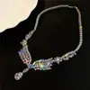 Collar Colgante de Zirconia Super Brillante Forma de Gota de Agua, Pendientes Minimalistas de Moda de Lujo Ligero, Conjunto de Joyería de Nicho con Diseño Único