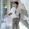 Camiseta de Gola Redonda Bishe 2025 Masculina Verão Solta Estilo Coreano Fashion Manga Curta Marca Fashion de Alta Qualidade