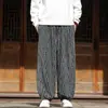 Calça lanterna xadrez jacquard de veludo cotelê estilo chinês com cordão na cintura elástica e design de perna larga, estilo chinês retrô, calça masculina plus size