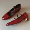 Versión de Piel de Vaca~Zapatos de Mujer Estilo Francés con Tacón Grueso, Novedad Primavera 2025 Zapatos Negros de Trabajo, Impresionantes Zapatos Mary Jane de Tacón Bajo
