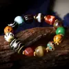 Pulseras Étnicas al por Mayor con Cuentas Dzi Doble Diente de Tigre, Astas, Hueso de Yak y Ágata Antigua Cuentas Dzi de Múltiples Tesoros