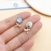 Colgante de Cristal de Aleación Azul Estilo Ins Chica Dulce Encanto Pulsera DIY Collar Pendientes Accesorios de Joyería