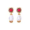 Pendientes y Collar de Flor de Perla Vintage, Cadena para Suéter de Lujo Ligero Retro, Juego de Joyería de Diseño Exquisito