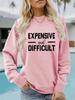Sudadera de Pulóver Casual de Manga Larga con Cuello Redondo Estampada EXPENSIVA para Mujer Transfronteriza Europea y Americana Otoño e Invierno Sudadera