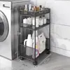 Estantería de almacenamiento junto a la lavadora, estantería de almacenamiento de varios niveles móvil de pie para baño y tocador, estantería de almacenamiento para detergente de lavandería para balcón