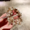 Cuerda para el pelo elegante de celebridad de internet estilo coreano, bucle para el pelo de cuentas de imitación y cristal, simple y versátil para mujer, bola de tendón de goma Payon, accesorios para el pelo