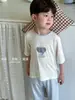 Pijama Masculino Verão Infantil Manga Curta Tamanho Médio e Grande Infantil Masculino Ar Condicionado Roupa de Casa Verão Fino Modal Seda de Gelo Conjunto