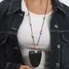 N13137 Colar Cordão Magnético Longo de Couro para Mulheres, Clipe Multifuncional Portátil para Óculos de Sol Acessório de Viagem