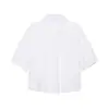 Venta al por mayor transfronteriza 2026 moda europea y americana casual simple camisa de manga corta para mujer con decoración de botón de perla artificial D25450